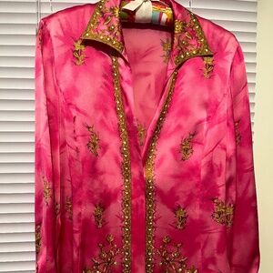 Escada pink silk blouse
